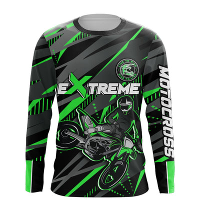 Green Motocross Racing Jersey Kid Women Men Upf30+ Youth Dirt Bike Off-Road Shirt XM54