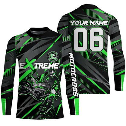 Green Motocross Racing Jersey Kid Women Men Upf30+ Youth Dirt Bike Off-Road Shirt XM54
