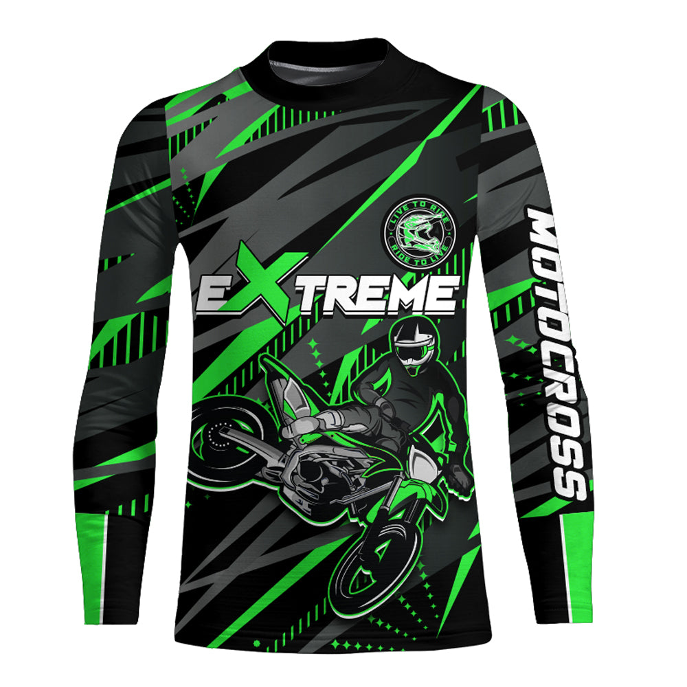 Green Motocross Racing Jersey Kid Women Men Upf30+ Youth Dirt Bike Off-Road Shirt XM54
