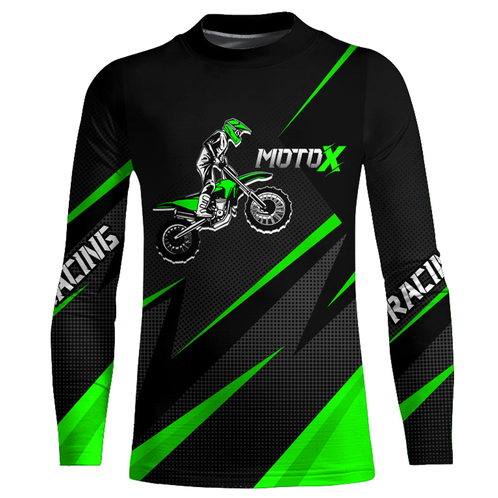 Motocross Racing Jersey Green Men Kid Upf30+ Dirt Bike Shirt Off-Road Racing Jersey XM248