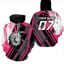Load image into Gallery viewer, Personalized Motocross Racing Hoodie Pink Dirt Bike Hoodie For Men Women Biker MH39