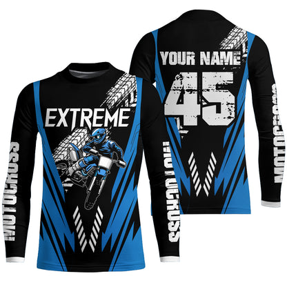 Motocross Racing Jersey Blue Youth Men Kid UPF30+ Dirt Bike Shirt Off-Road Motorcycle Shirt XM211