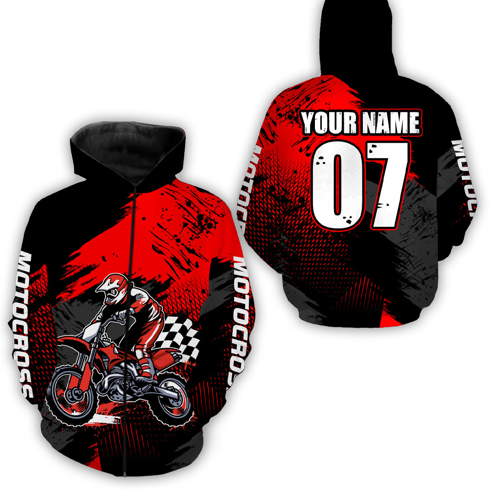 Motocross Racing Hoodie Custom Dirt Bike Hoodie Zip Up For Biker Men Women MH47