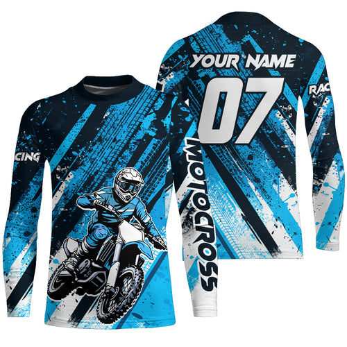 Blue Motocross Jersey Custom Dirt Bike Kid Men Women Motorcycle Racing Shirt XM321