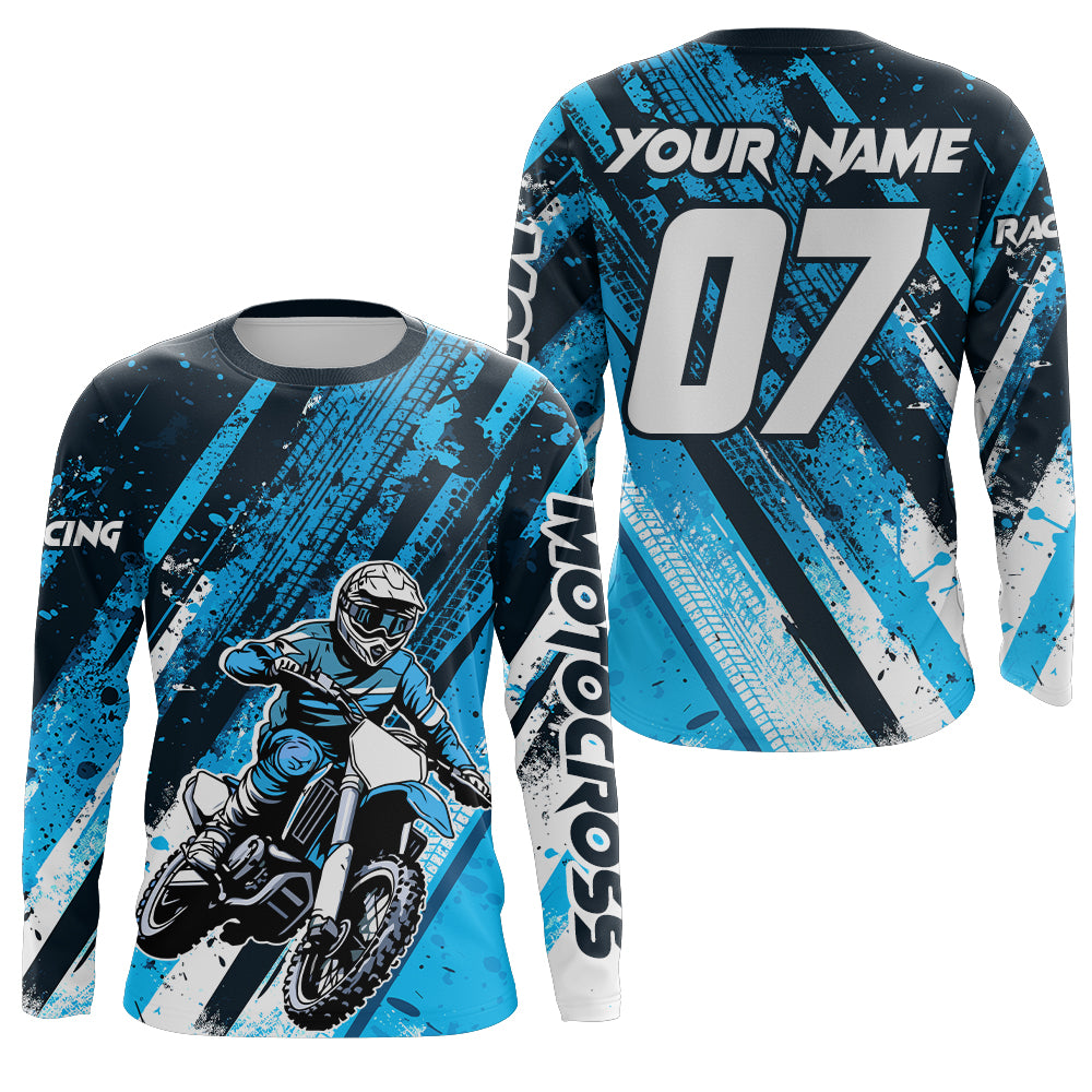 Blue Motocross Jersey Custom Dirt Bike Kid Men Women Motorcycle Racing Shirt XM321
