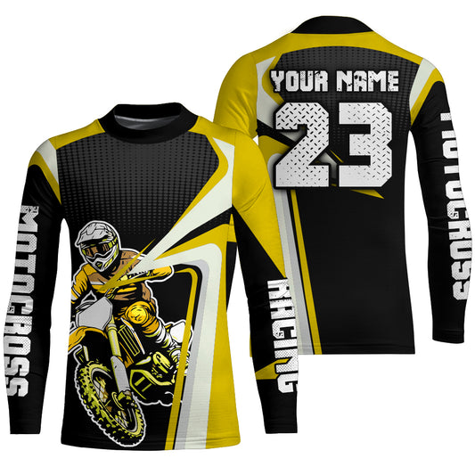 Custom Motocross Jersey Yellow Dirt Bike Shirt For Kid Women Men Off-road Shirt XM307