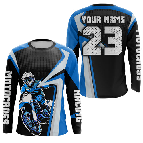 Custom Motocross Jersey Blue Dirt Bike Shirt For Kid Women Men Off-road Shirt XM307