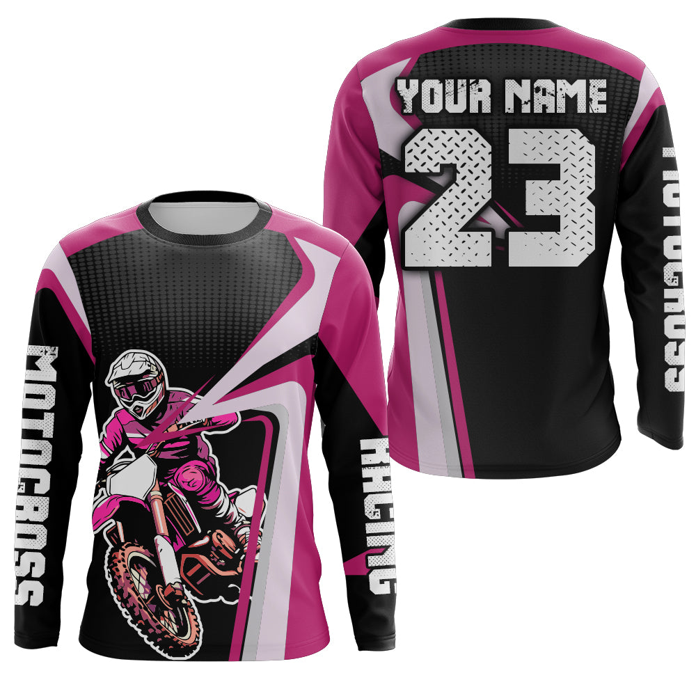 Custom Motocross Jersey Pink Dirt Bike Shirt For Kid Women Men Off-road Shirt XM307