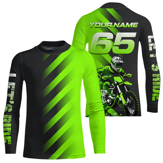 Custom Green Motocross Jersey Dirt Bike Off-road Jersey for Men Kid Women Boys Girls XM358