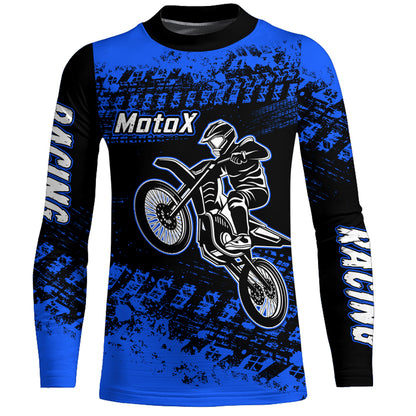 Blue Motocross Jersey Custom Dirt Bike Shirt Upf30+ Kid Men Women Motorcycle Shirt XM301