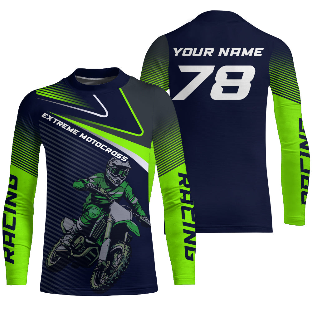 Green Motocross Racing Jersey Youth Men Women Dirt Bike Shirt Upf30+ Extreme Off-Road Racing Shirt XM310