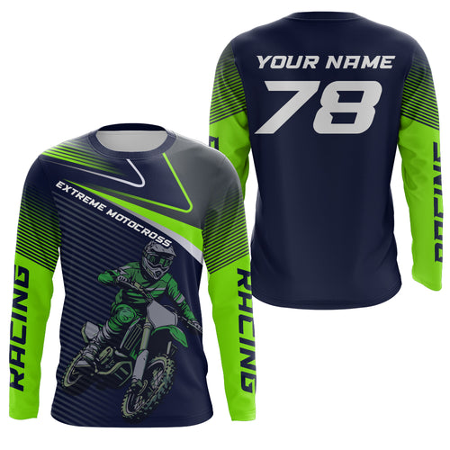 Green Motocross Racing Jersey Youth Men Women Dirt Bike Shirt Upf30+ Extreme Off-Road Racing Shirt XM310