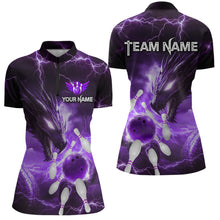 Load image into Gallery viewer, Custom Dragon Bowling Shirt Purple Thunder Bowling Jersey for Men Women Team MBL82