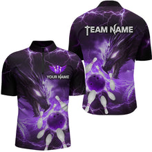Load image into Gallery viewer, Custom Dragon Bowling Shirt Purple Thunder Bowling Jersey for Men Women Team MBL82