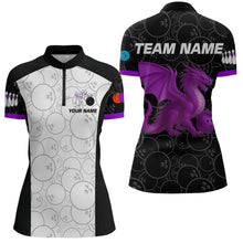 Load image into Gallery viewer, Custom Purple Dragon Bowling Shirts for Men Women Team Bowling Polo &amp; Quarter Zip MBL86