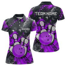 Load image into Gallery viewer, Purple Watercolor Bowling Shirts for Women Men Custom Team Bowling Polo&amp;1/4 Zip Shirt MBL110