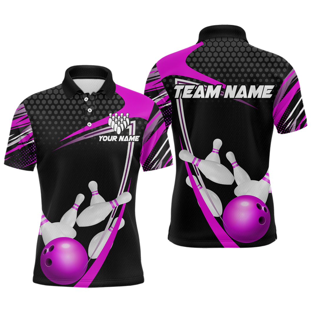 Purple Bowling Shirts for Men and Women Bowling Shirt Team Bowling Polo & 1/4 Zip Shirt MBL36