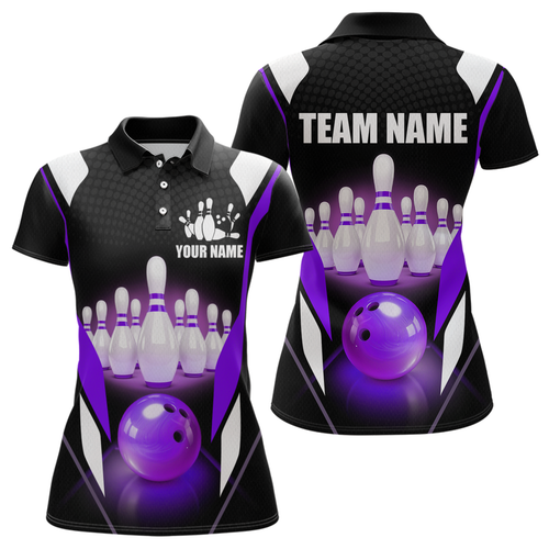 Purple Bowling Shirt for Men and Women Bowling Jersey with Team Bowling Polo & 1/4 Zip MBL42
