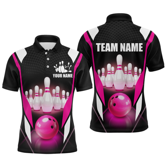 Pink Bowling Shirt for Men and Women Bowling Jersey with Team Bowling Polo & 1/4 Zip MBL42