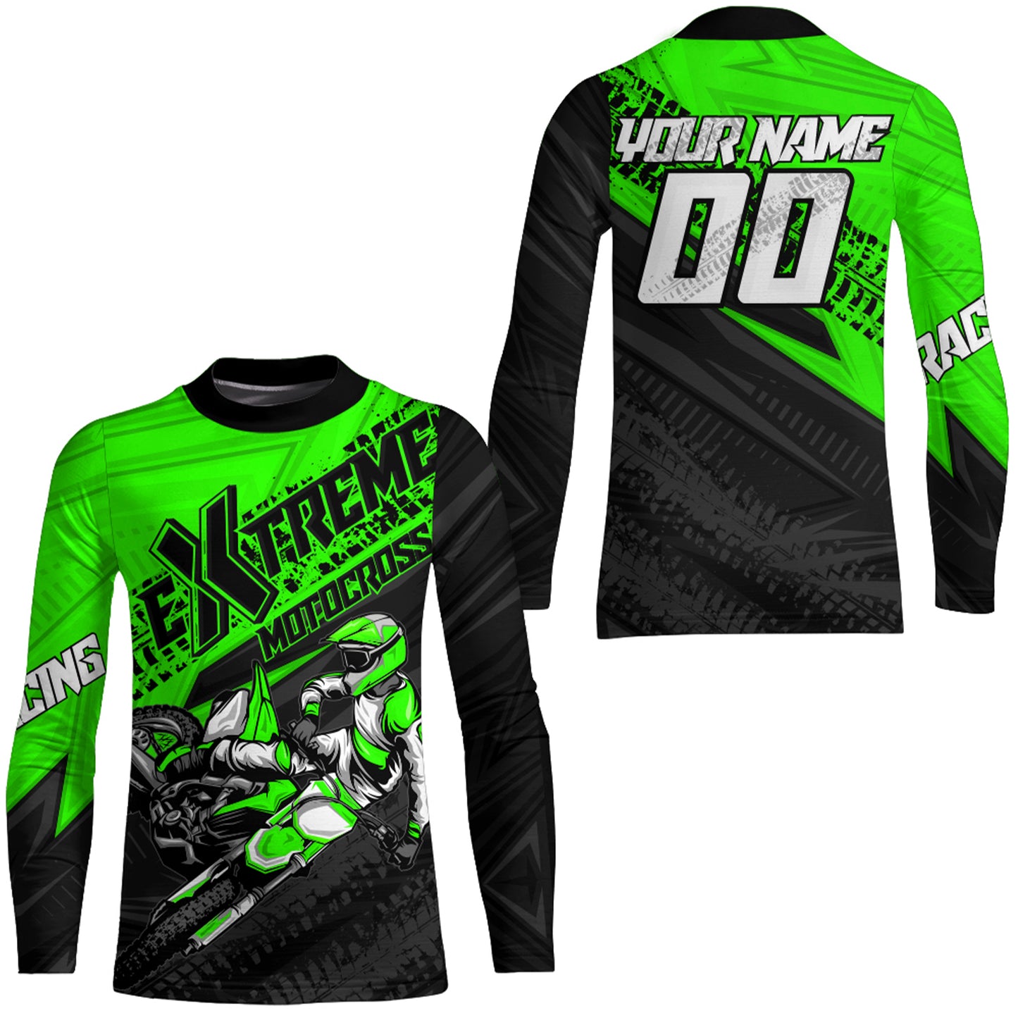 Green Motocross Racing Jersey Upf30+ Kid Men Women Dirt Bike Shirt Off-road Jersey XM285