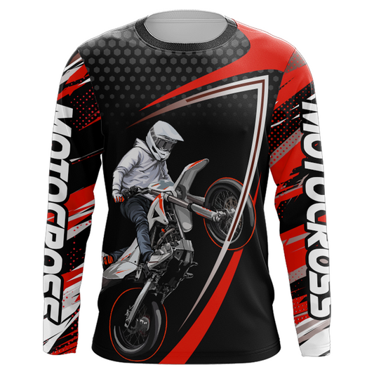 Motocross Racing Jersey Red Upf30+ MX Racing Dirt Bike Jersey Kid Men Motorcycle XM173