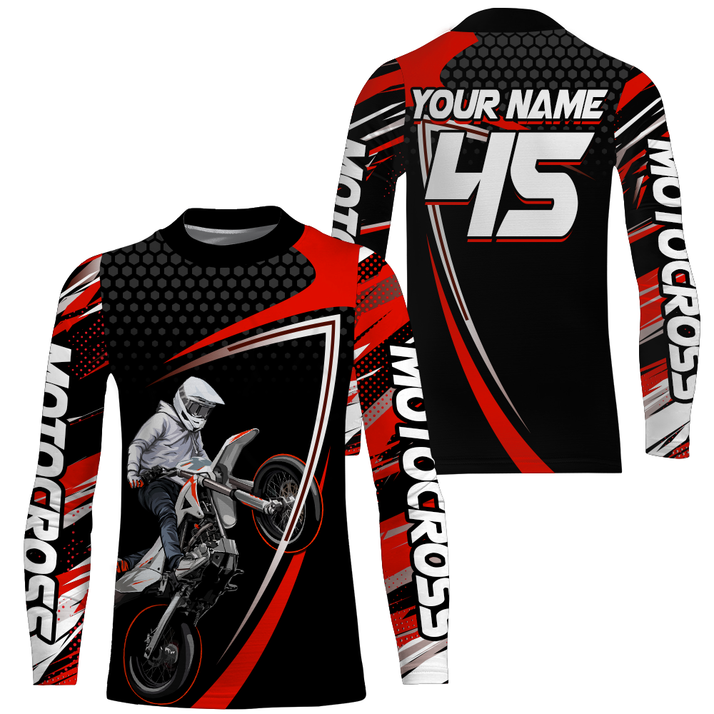 Motocross Racing Jersey Red Upf30+ MX Racing Dirt Bike Jersey Kid Men Motorcycle XM173