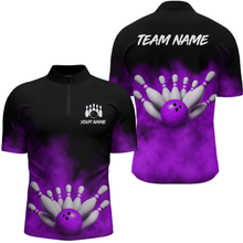 Load image into Gallery viewer, Purple Smoke Bowling Shirts for Men Women Team Personalized Bowling Polo and Quarter Zip MBL130