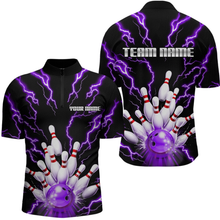 Load image into Gallery viewer, Thunder Lightning Purple Bowling Shirt Custom Bowling Jersey for Men Women Team MBL66