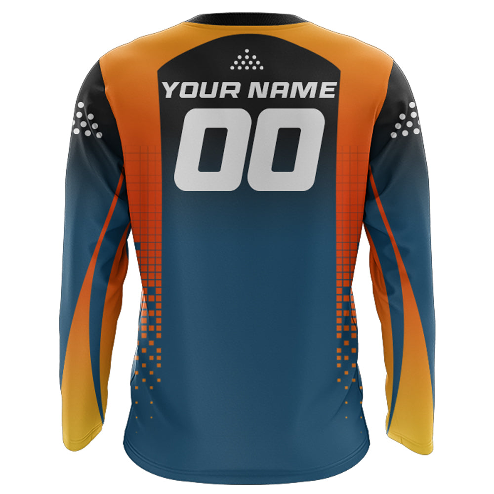 Custom Motocross Racing Jersey Youth Men Women UPF30+ Dirt Bike Shirt Orange Blue MX Off-Road XM46