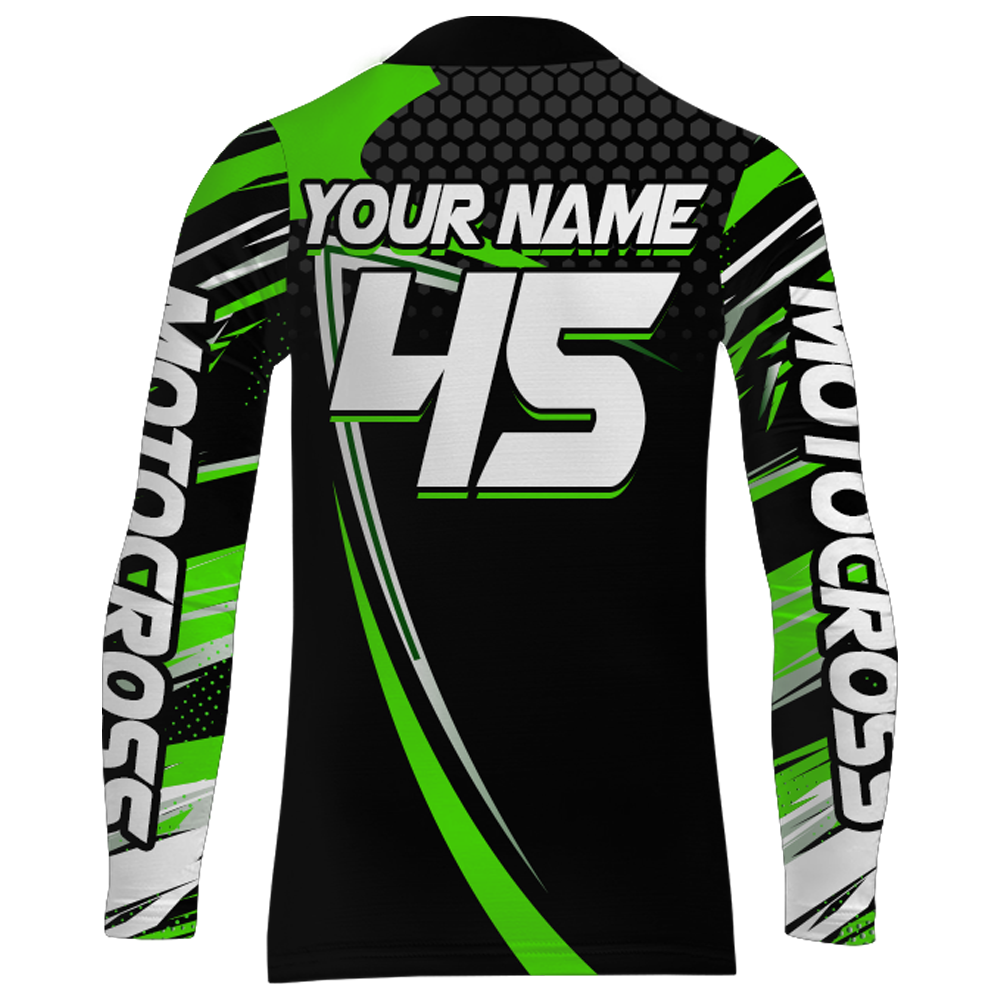 Custom ATV Motocross Racing Jersey Green UPF30+ ATV Quad Bike Shirt Men Women Kid MX38