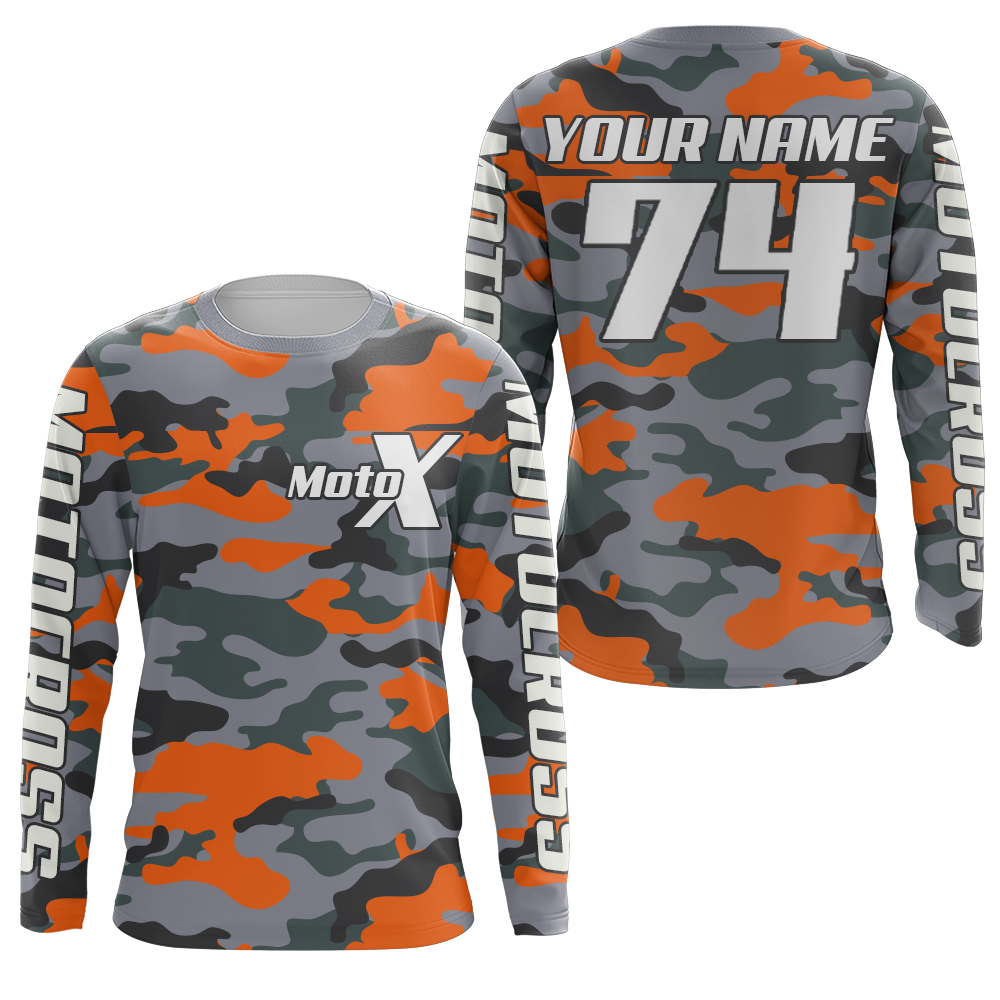 Camo Motocross Racing Jersey UPF30+ Youth Dirt Bike Shirt for Kids Mens Women MotoX Off-road XM127