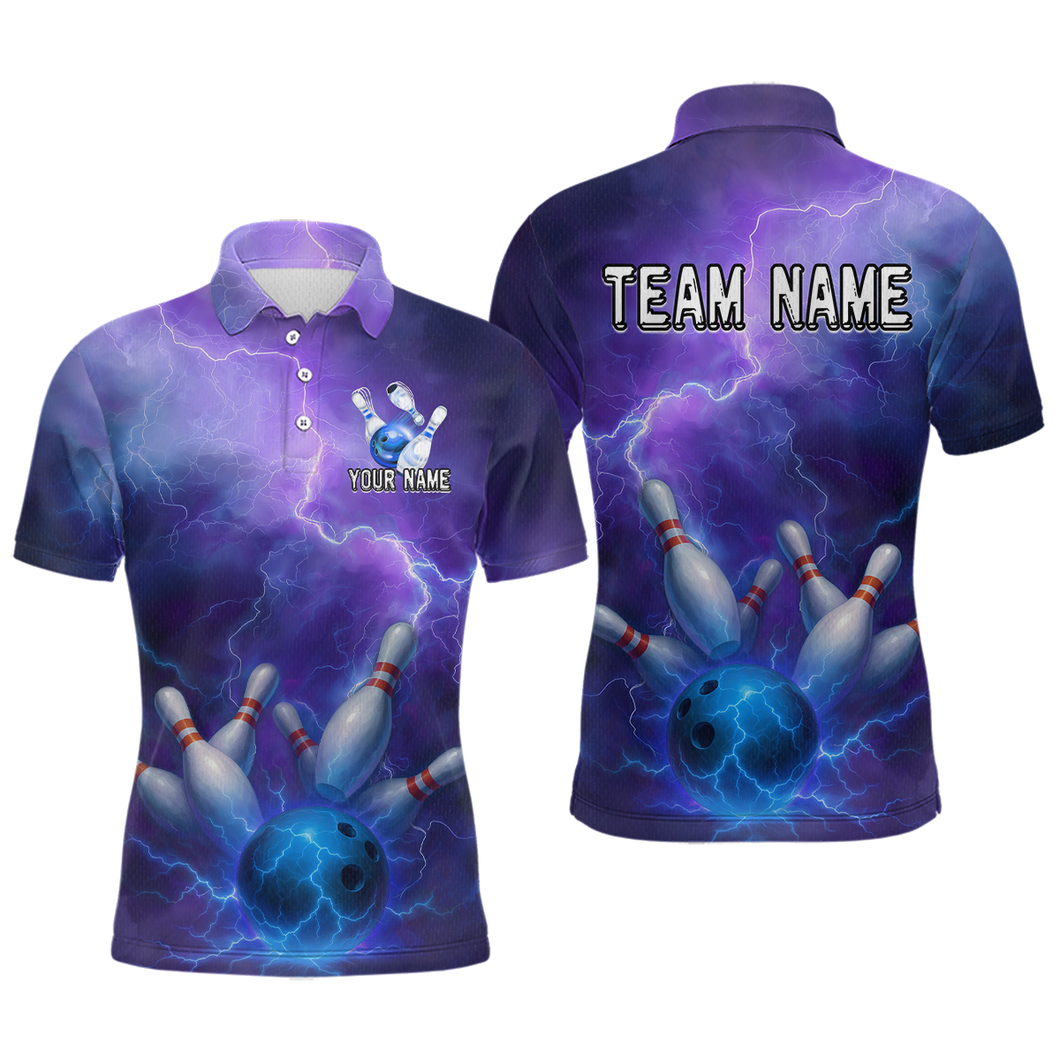Custom Purple Lightning Bowling Shirts for Men Women Team MBL157