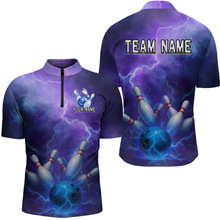 Load image into Gallery viewer, Custom Purple Lightning Bowling Shirts for Men Women Team MBL157