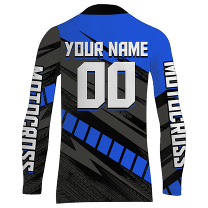 Custom Motocross Jersey UPF30+ Dirt Bike Youth Shirt MX Racing Adult&Kid Blue Jersey XM210