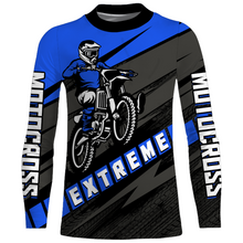 Load image into Gallery viewer, Custom Motocross Jersey UPF30+ Dirt Bike Youth Shirt MX Racing Adult&amp;Kid Blue Jersey XM210