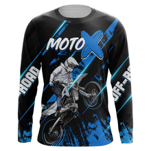 Load image into Gallery viewer, Motocross Jersey Youth Men UPF30+ Black Blue Dirt Bike Shirt MX Racing Motorcycle Jersey XM212