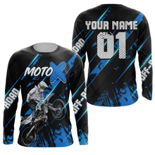 Load image into Gallery viewer, Motocross Jersey Youth Men UPF30+ Black Blue Dirt Bike Shirt MX Racing Motorcycle Jersey XM212