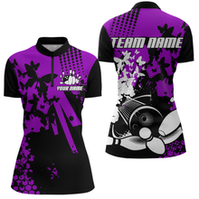Load image into Gallery viewer, Custom Purple Butterflies Bowling Shirts for Men Women Bowling Jersey Team Name MBL79