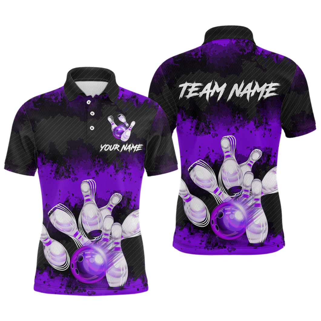 Customize Purple Bowling Shirts for Men Women Team Bowling Polo & 1/4 Zip Shirts MBL81