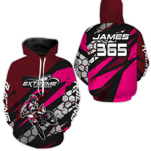 Pink Motocross Racing Hoodie Jersey for Men Women Dirt Bike Motorcycle Hoodie Zip MH51