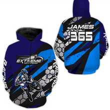 Load image into Gallery viewer, Blue Motocross Racing Hoodie Jersey for Men Women Dirt Bike Motorcycle Hoodie Zip MH51