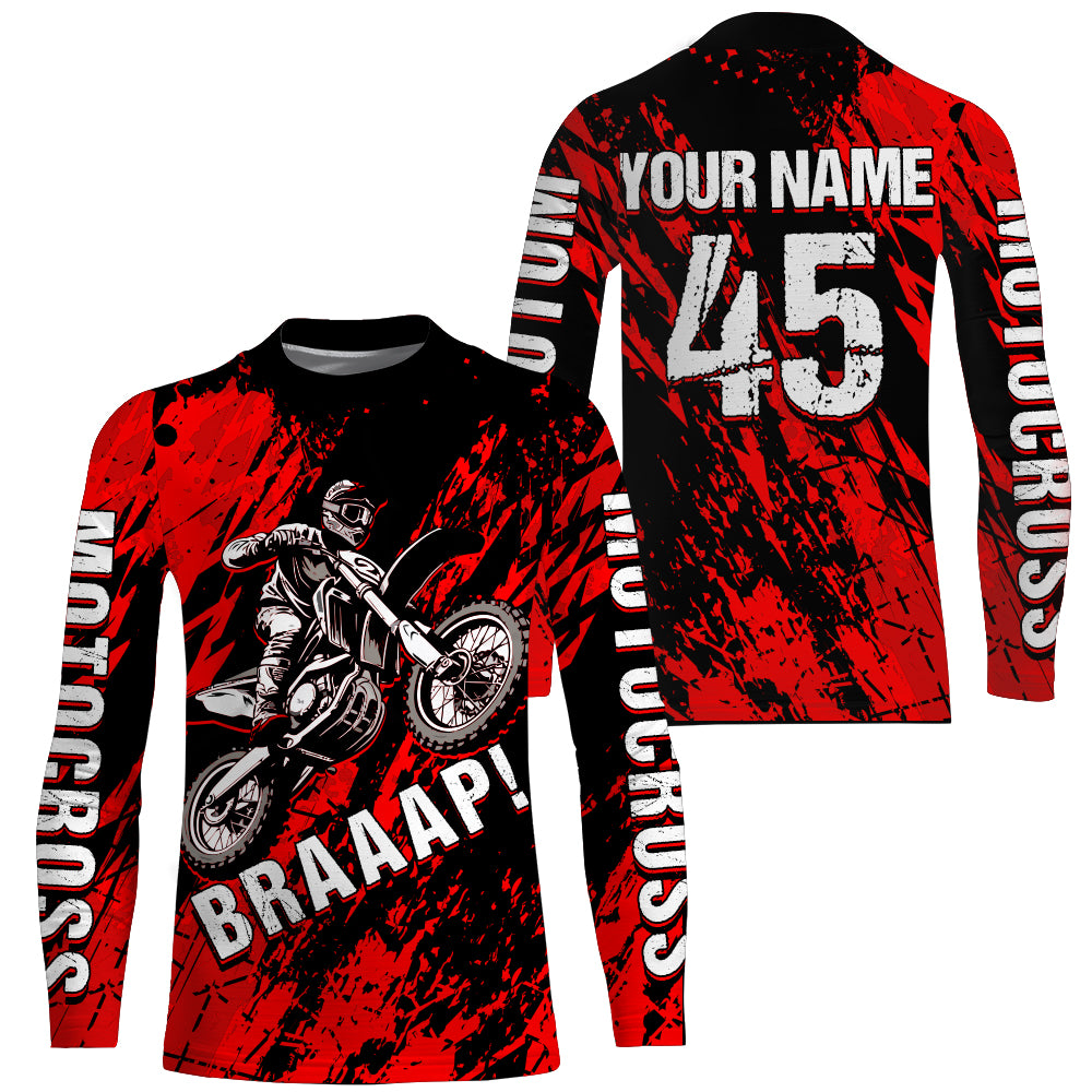 Motocross Racing Jersey Red Upf30+ Dirt Bike Shirt Men Women Kid Off-Road Shirt XM87