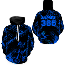 Load image into Gallery viewer, Blue Motocross Hoodie Jersey Custom for Men Women Motorcycle Dirt Bike Hoodie Zip MH146