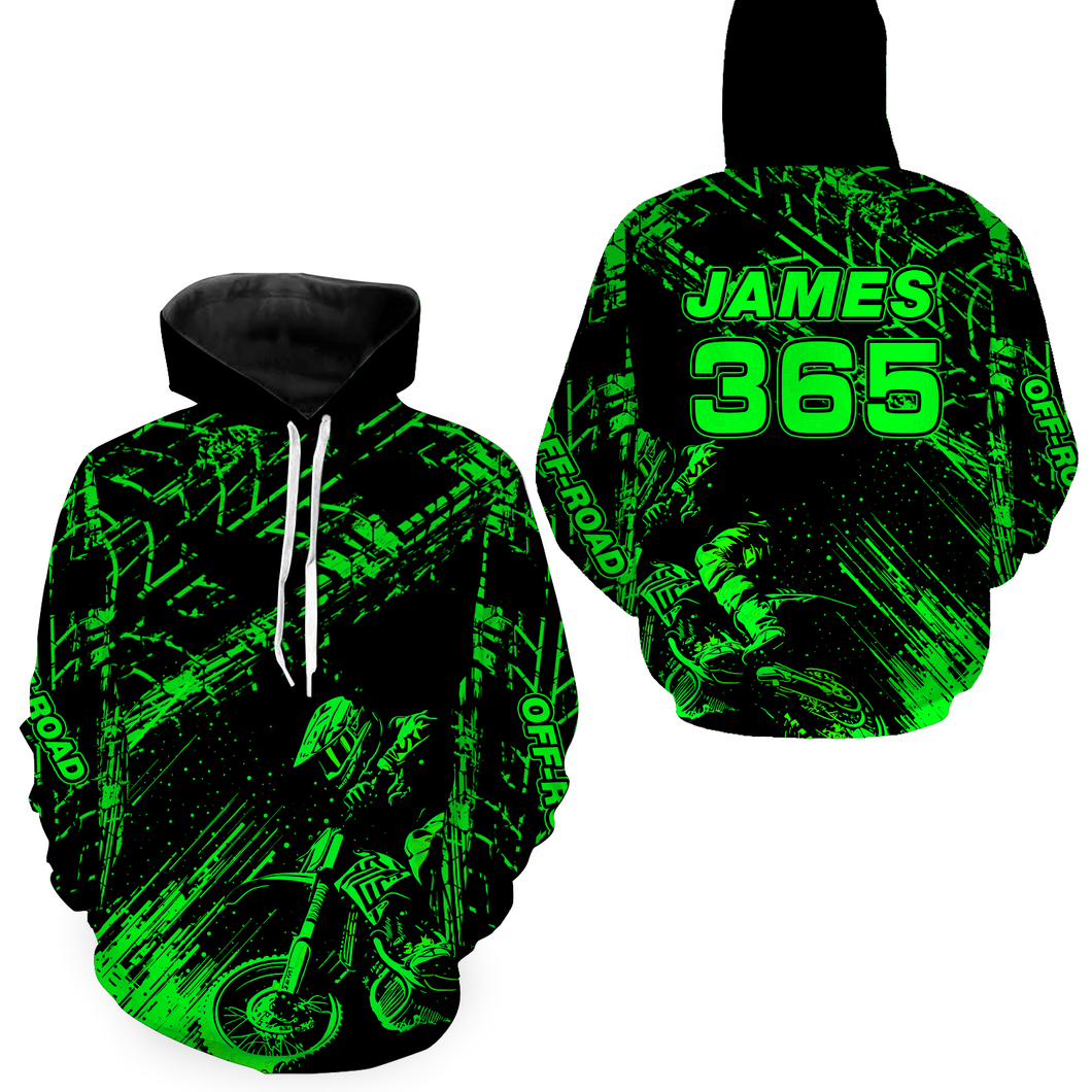 Green Motocross Hoodie Jersey Custom for Men Women Motorcycle Dirt Bike Hoodie Zip MH146