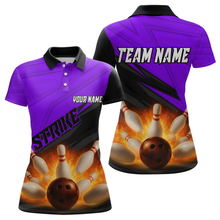 Load image into Gallery viewer, Custom Flaming Purple Bowling Shirts for Women Men Team Bowling Polo &amp; Quarter Zip MBL99