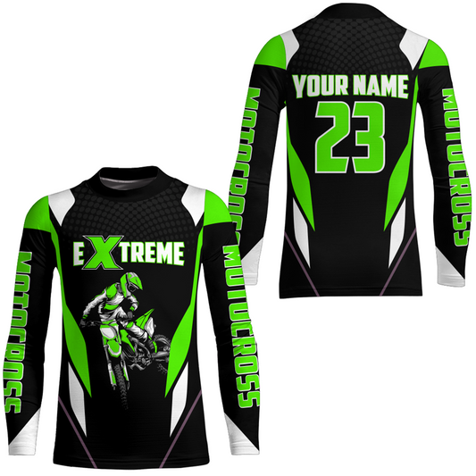 Motocross Racing Jersey Green Off-road Riding Dirt Bike Shirt For Kid Men Women XM308