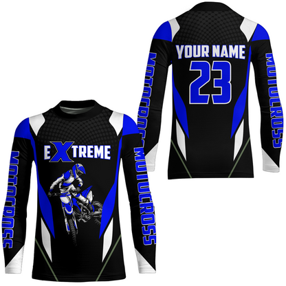 Motocross Racing Jersey Blue Off-road Riding Dirt Bike Shirt For Kid Men Women XM308
