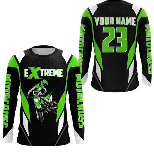 Motocross Racing Jersey Green Off-road Riding Dirt Bike Shirt For Kid Men Women XM308