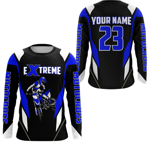 Motocross Racing Jersey Blue Off-road Riding Dirt Bike Shirt For Kid Men Women XM308