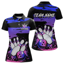 Load image into Gallery viewer, Purple Bowling Shirts Custom for Women Men Team Bowling Polo and 1/4 Zip Shirts MBL116